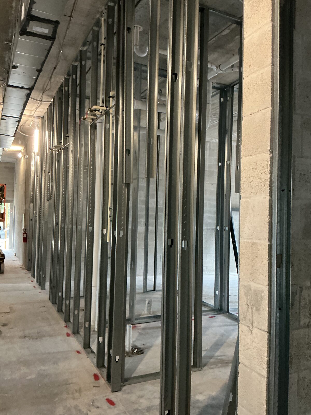 Triple H metal stud framing — commercial build-out