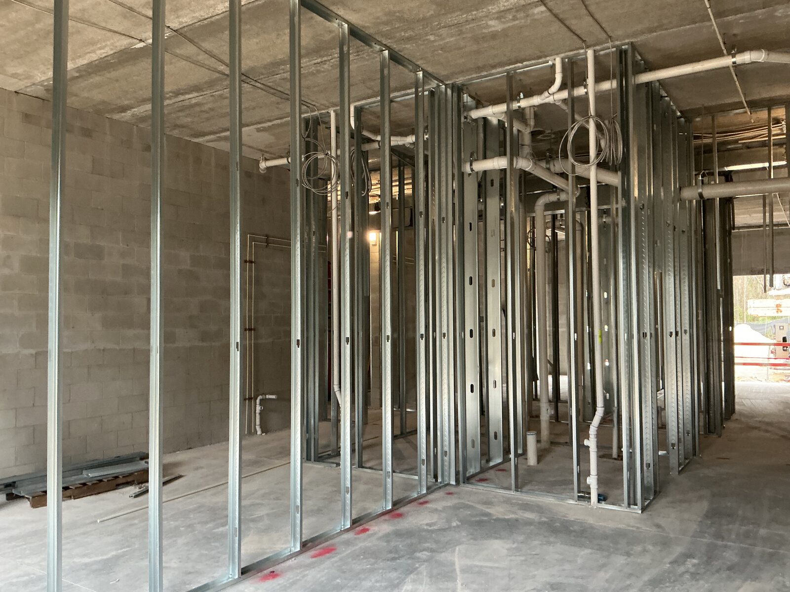 Triple H metal stud framing on site